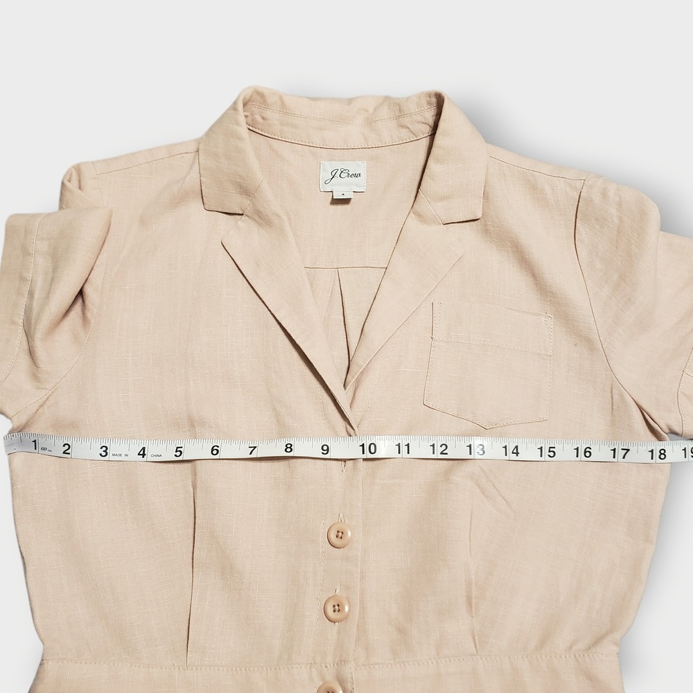 J.Crew Wide Leg Linen Blend Jumpsuit Sz 4 Belted Pleated Short Sleeve Blush Pink - Picture 9 of 16